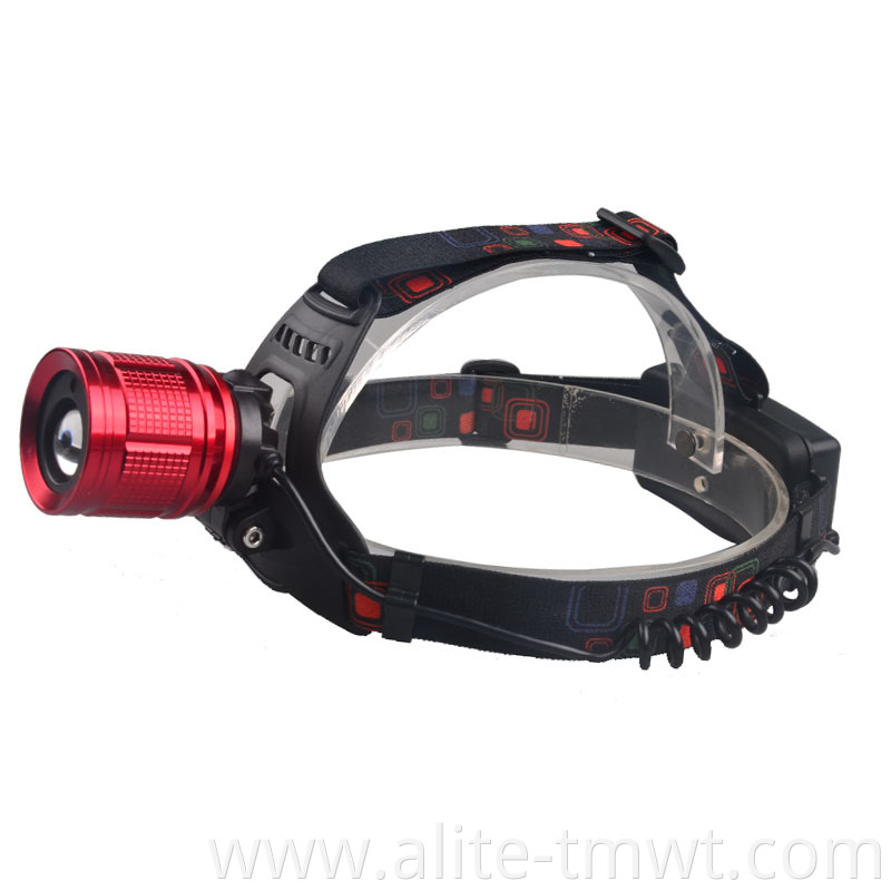 Zoomable Headlight White And Red Laser Light Head Lamp With Red Laser Use 2x 18650 batteries